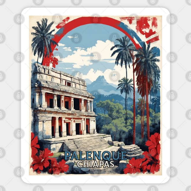 Palenque Chiapas Mexico Vintage Poster Tourism 2 Sticker by TravelersGems